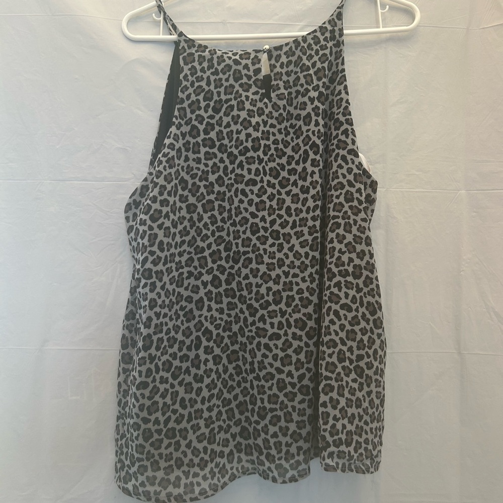 D.N.A. Couture Grey/Black Leopard Print Junior’s Tank Top Sz 2X NWWT